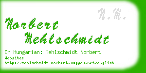 norbert mehlschmidt business card